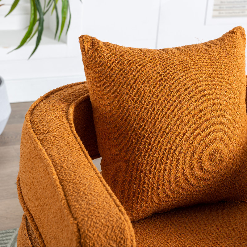 Davidanthony Upholstered Swivel Barrel Chair, Caramel Polyester