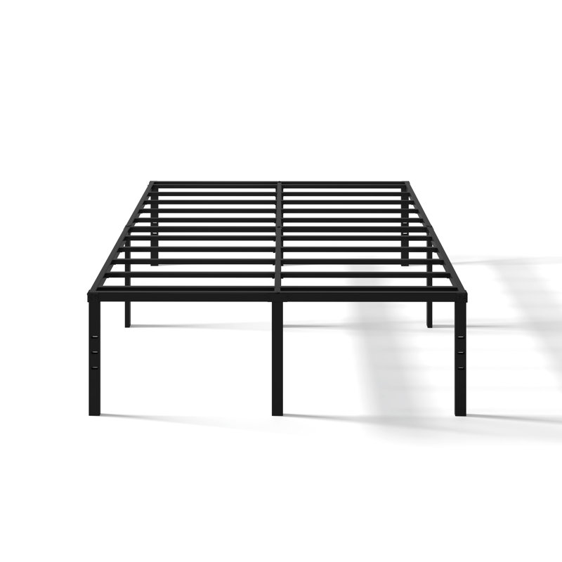 18" Metal Bed Frame, Queen No Box Spring Needed, Slots for Headboard Attachment, No Noise, Queen, 18"