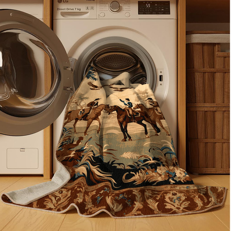 Tapis brun français lavable à la machine, Rectangle 8 pi x 10 pi