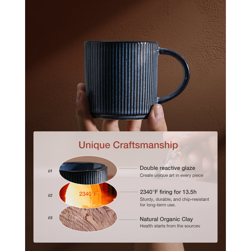 Grande tasse à café en grès Azal, Bleu nébuleuses, 12 oz