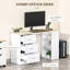 White Computer Desk with Drawers & 3 Storage Shelves-1287297342