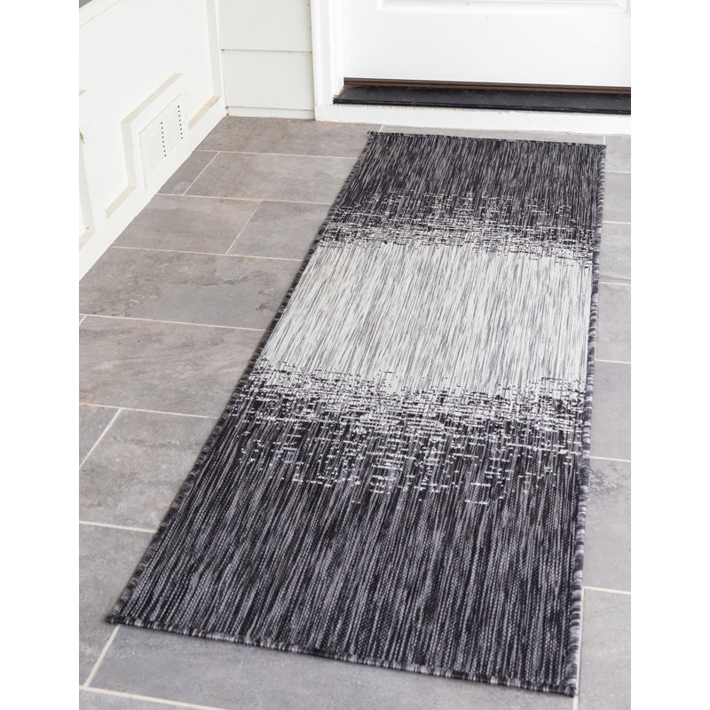 Pindall Charcoal Grey/Grey Indoor/Outdoor Rug, Runner 2' x 6'1"