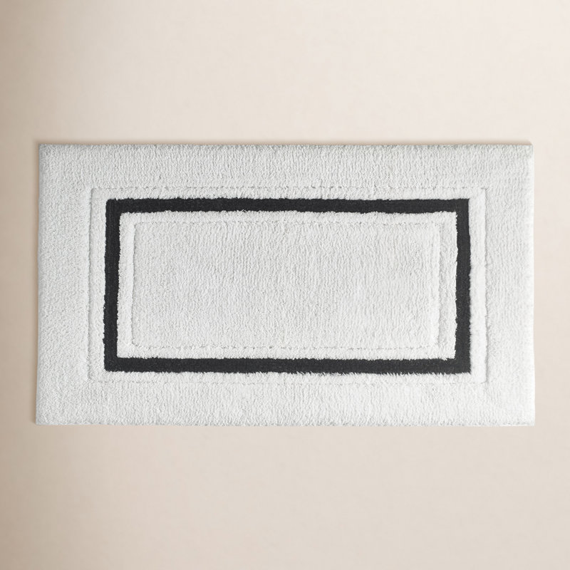 Louise Cotton Blend Non-Slip Bath Rug, White/Black, 20" W x 30" L