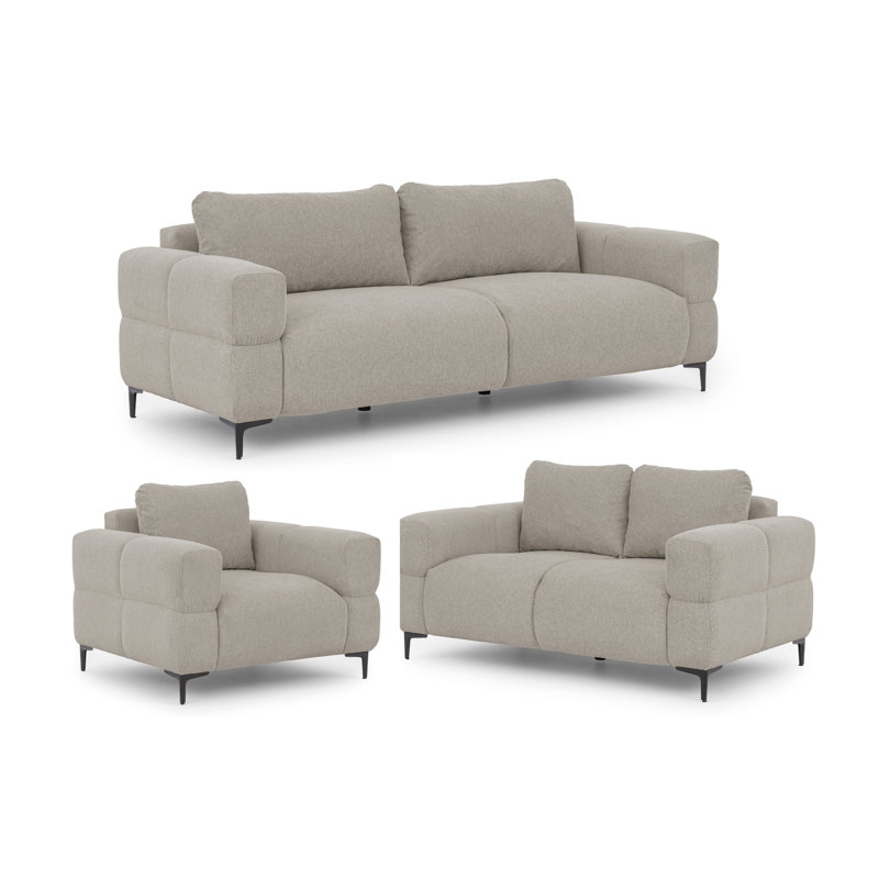 Cardea 3 - Piece Living Room Set, Taupe