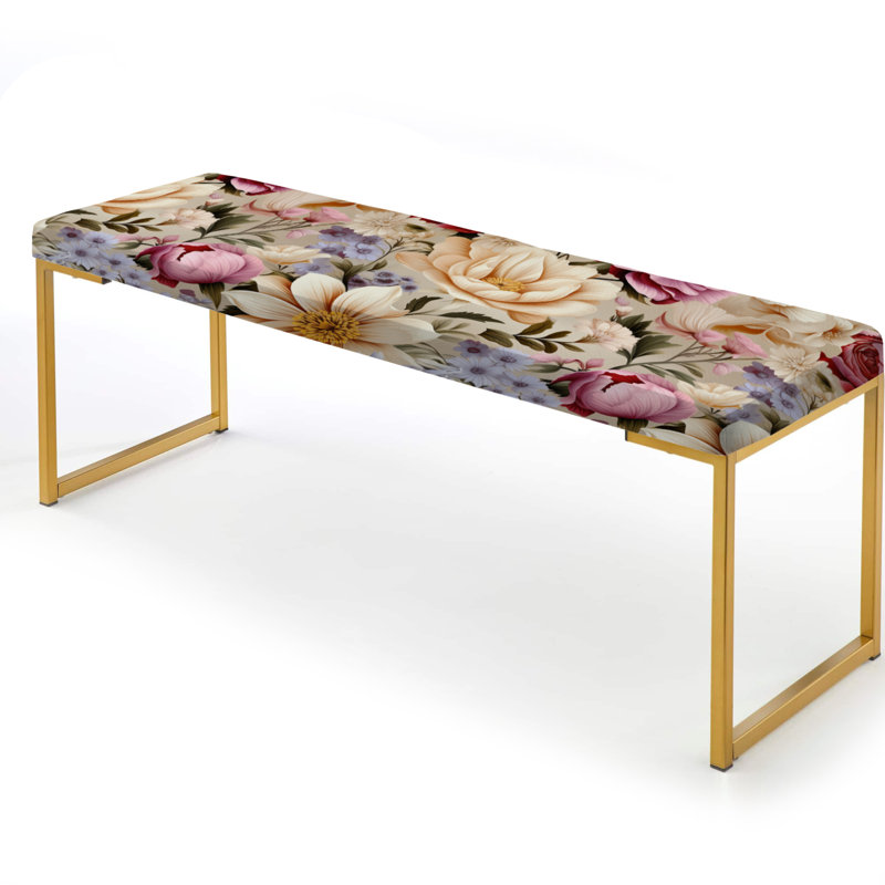 Bouquet printanier motif botanique - Banc rembourré doré