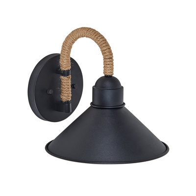Applique murale d'intérieur 1 lumière au fini noir de 10 pouces avec corde décorative Natural Home