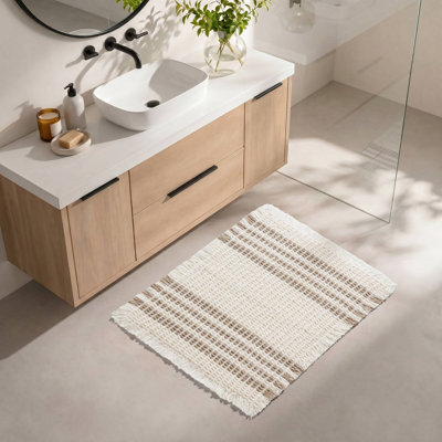 Millstreet Tan Polyester 1-Piece 17x24" Waffle Bath Rug