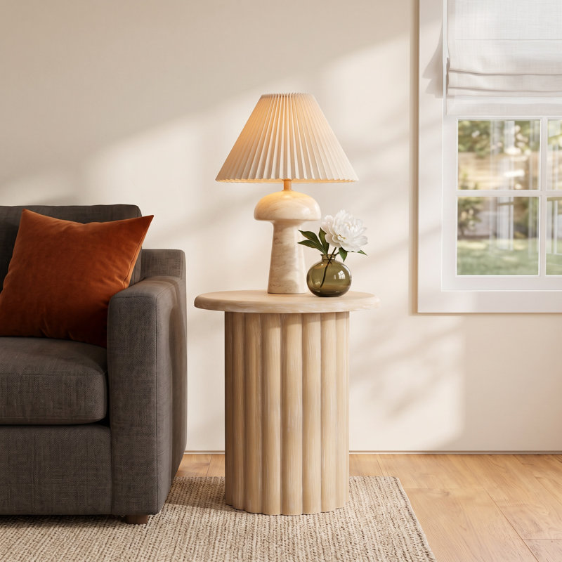Oblak Monka End Table, Bleached White