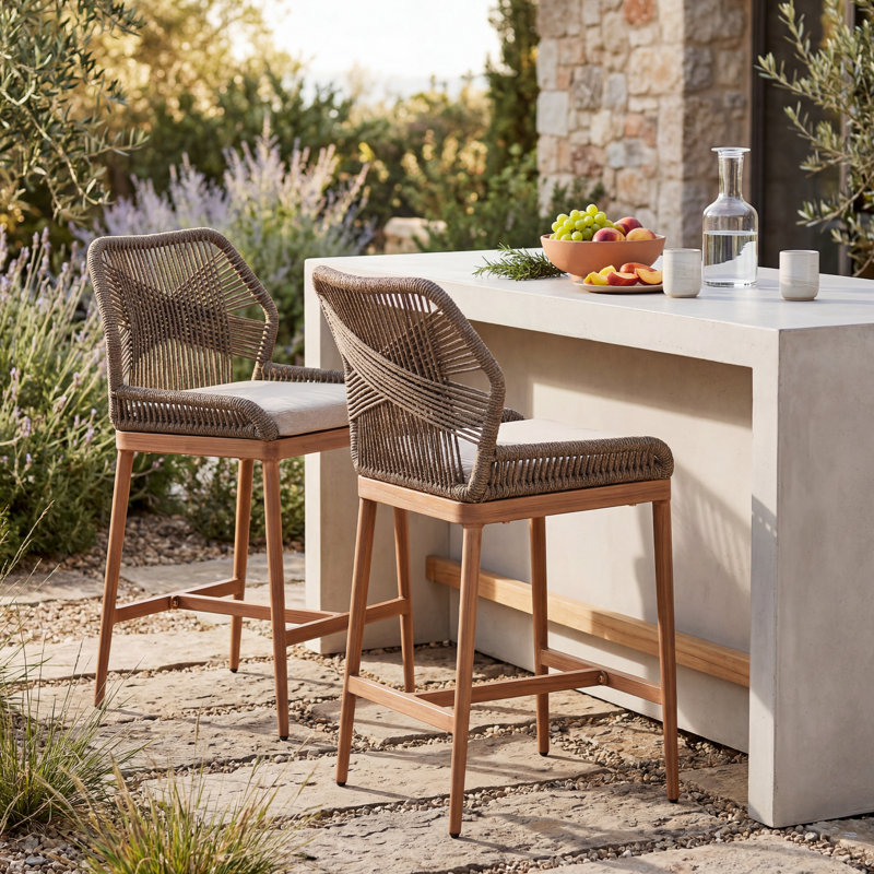 Boho Rope Counter Stools Set of 2, 31.63"H