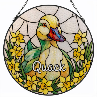Panneau de vitrail 12 "H Duck Flowers