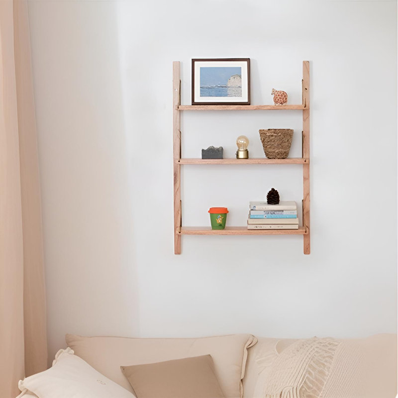 Tablettes flottantes en bois massif - affichage mural et rangement multicouches, H 23,62 po x l 24,8 po x P 6,69 po