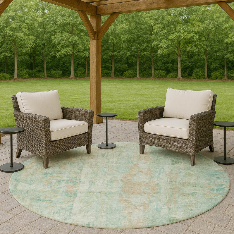 Machine Washable Indoor/Outdoor Chantille ACN2310 Abstract Rug, Round 8'