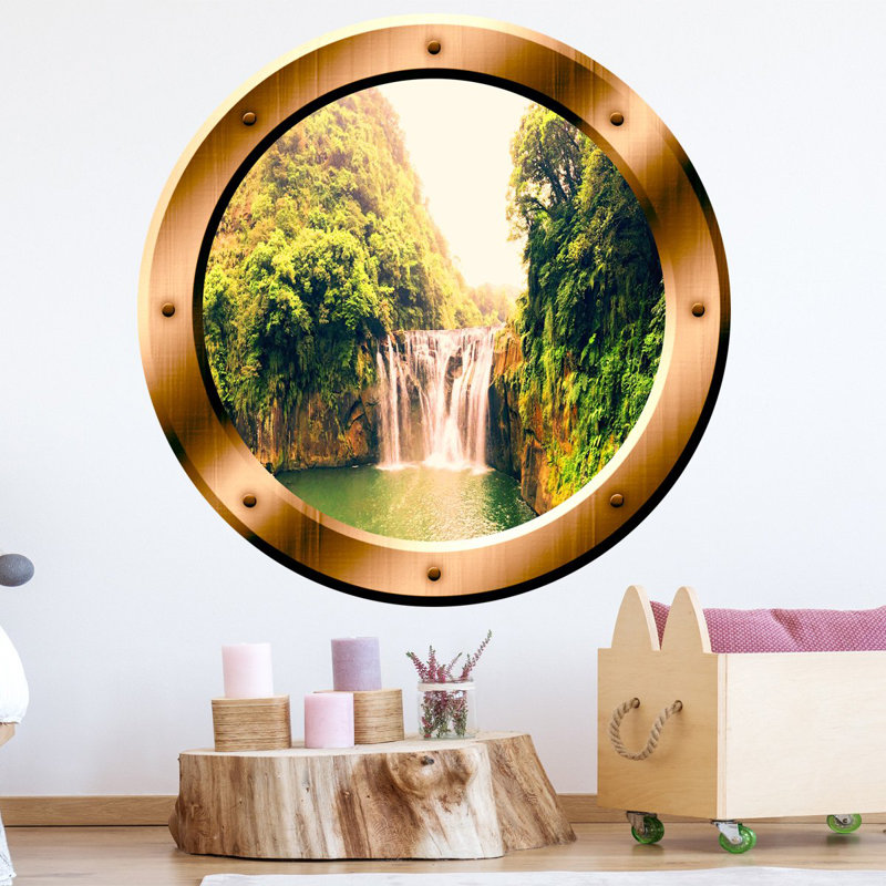 Décalcomanie murale en vinyle cascade hublot, Bronze, H 14 po x l 14 po x P 0,01 po