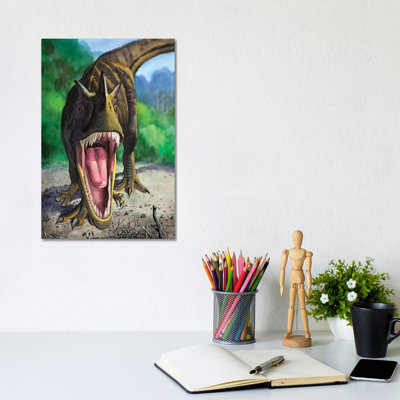 An Angry Ceratosaurus Dentisulcatus Dinosaur Shows Its Fierce Teeth 1 Piece Wrapped Canvas Wall Art