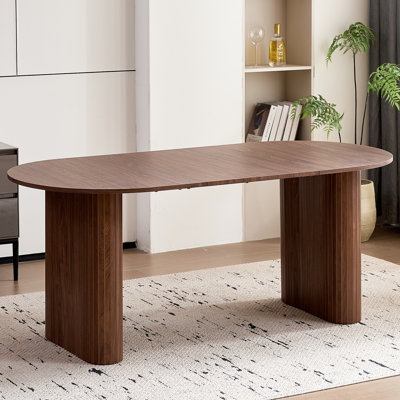 70.8" Oval Dining Table for 4, Modern Farmhouse Kitchen Table for 6, Rustic Large Dinner Table for Dining Reception Room by Ebern Designs