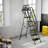 6 Step Stool,Metal Ladder,Folding Step Ladder with Tool Platform, Library Ladder,Decorative Kitchen Step Ladder