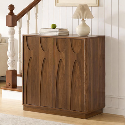 Alvayero 31.5" Modern Sideboard with Classic Arched Solid Wood Doors for Hallway, Living Room or Foyer, Walnut