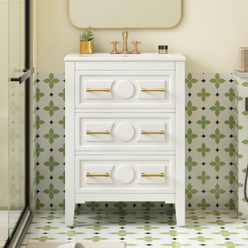 Bathroom Vanity with Ceramic Sink, White