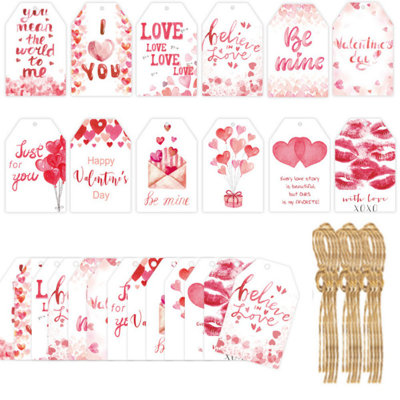 120 étiquettes en papier pour le cadeau de la Saint-Valentin, chaîne de cartes de vœux, boîte de bonbons, étiquette suspendue, cadeau de la Saint-Valentin
