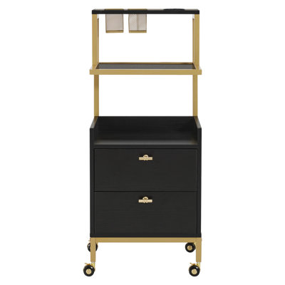 Utility Cart with Storage Drawers, Trolley with Metal Tool Holder and Basket