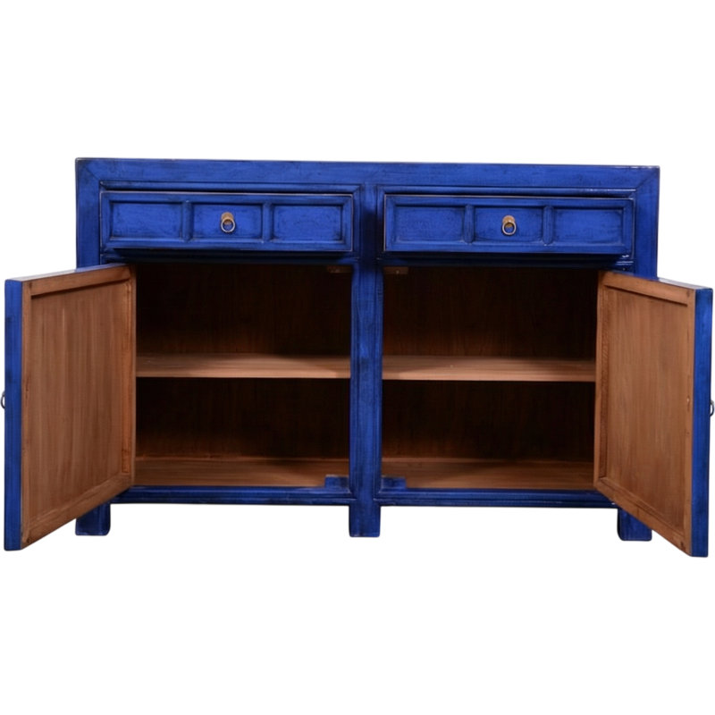 144cm Solid Wood Sideboard, Peacock Blue