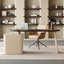 Bureau en bois manufacturé courbé brun noisette + beige avec 1 tiroir-834499462-1049490579
