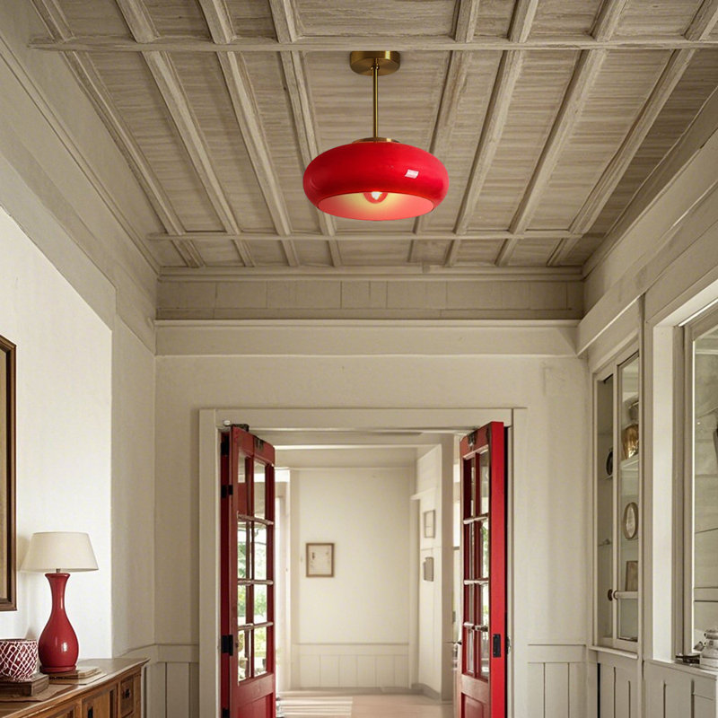 Mid Century Modern Ceiling Light, Red