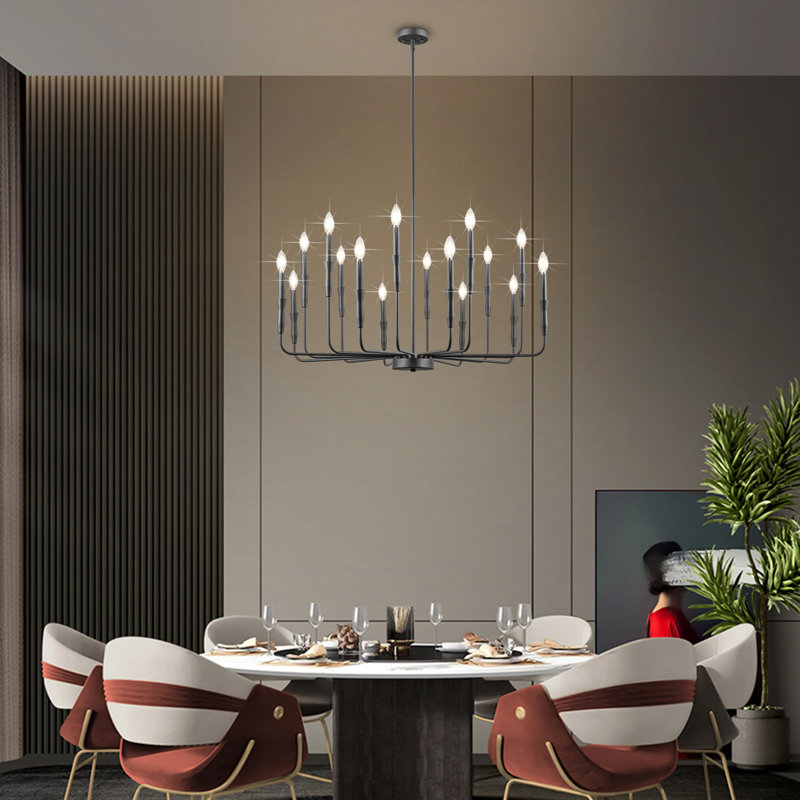 Alyzon  Dimmable Classic / Traditional Chandelier Farmhouse Chandelier for Dining Room, 16.54" H x 41.73" W x 16.54" D, 16