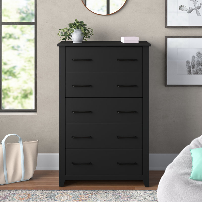 Commode 5 tiroirs H 46,7 po Walter, Noyer ambré