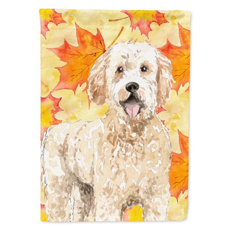 Automne 2 côtés en polyester 15 x 11 po drapeau de jardin, Goldendoodle