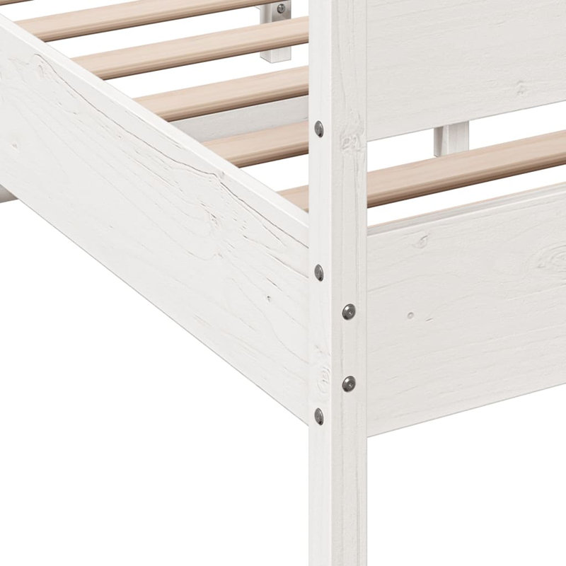 Rosalinde Solid Wood Bed, White, European Kingsize (160 x 200cm)