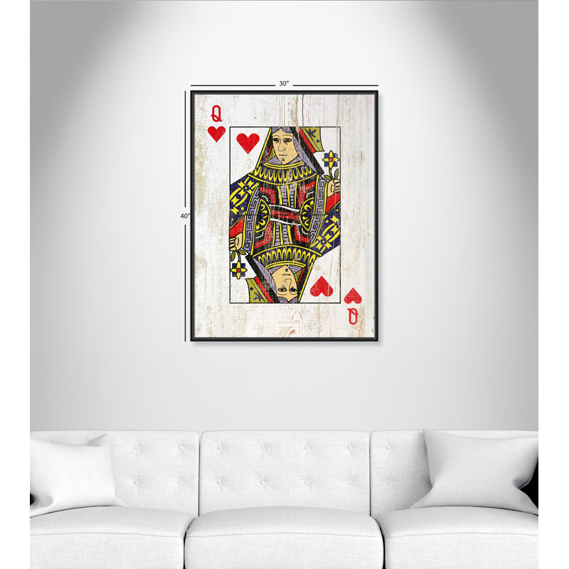 Queen Of Hearts - Floater Frame Print on Canvas, 102cm H x 76cm W x 5.1cm D
