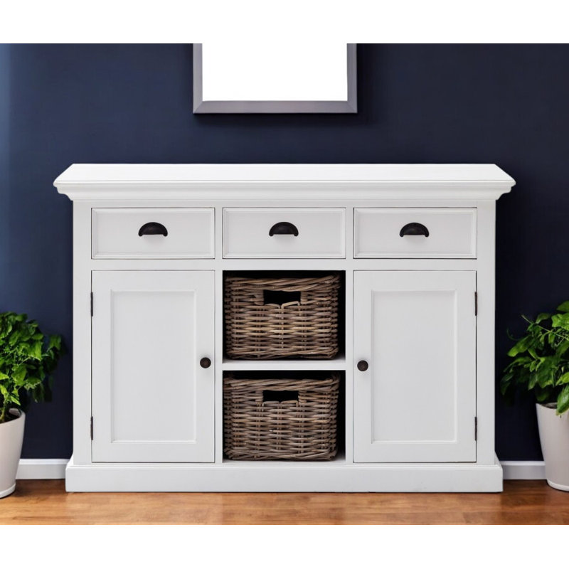Grande armoire décorative blanche Quiogue, Blanc