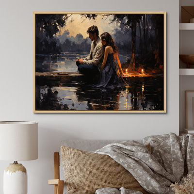 «Romantic Couple Landscape Glimpse I», reproduction d'art sur toile