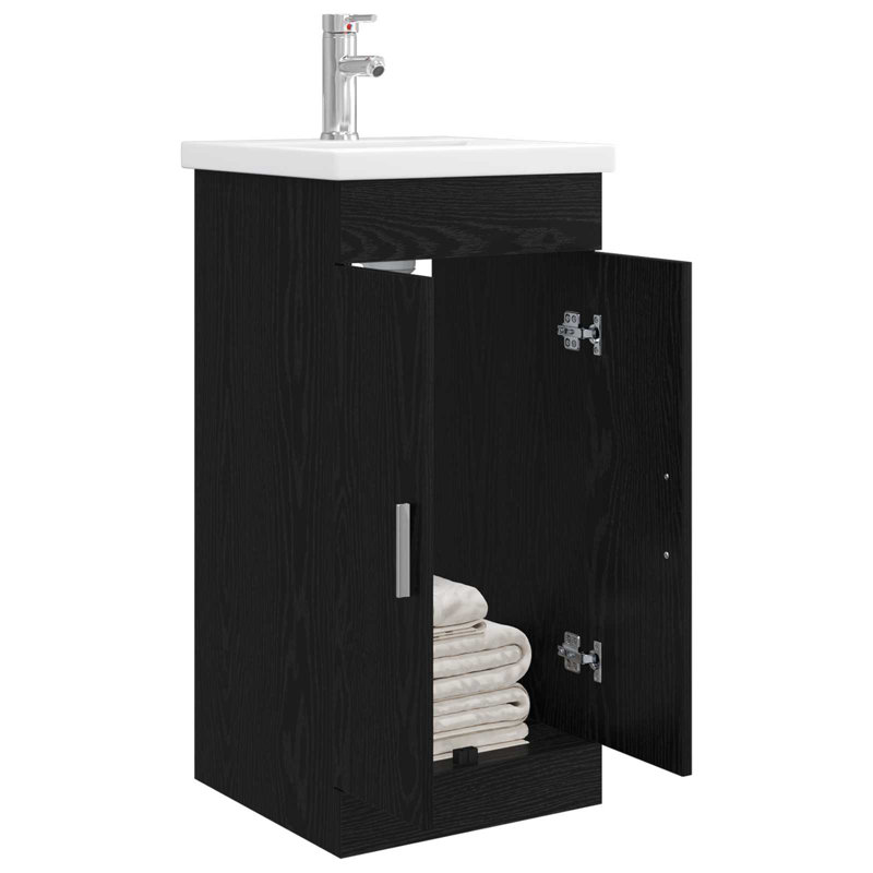 Single Bathroom Vanity with Ceramic Basin, Black