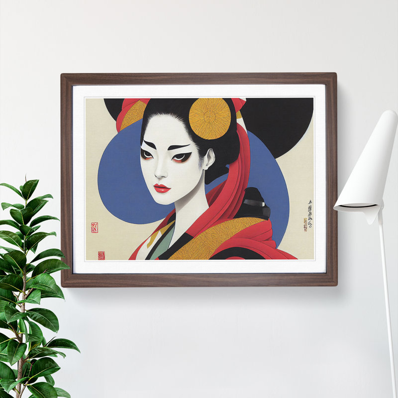 Spirited Geisha - Framed Print, Walnut, 46cm H x 64cm W x 2cm D