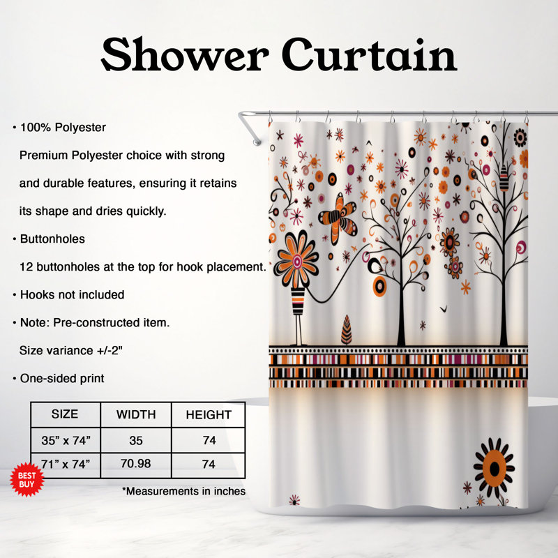 Rideau de douche Branoon, H 74 po x l 71 po