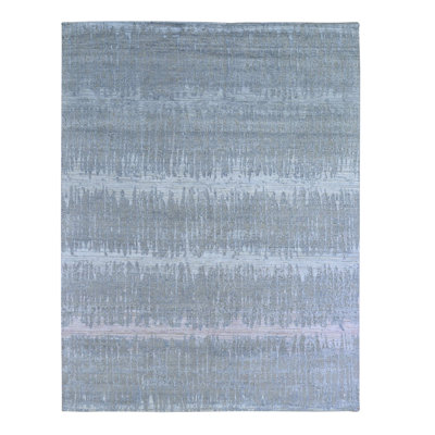 Tapis oriental noué à la main 8 pi x 10 pi 3 po en laine texturée de couleur pastel et soie pure D96A66B279E942F2BFE2C71EF39E0DC2
