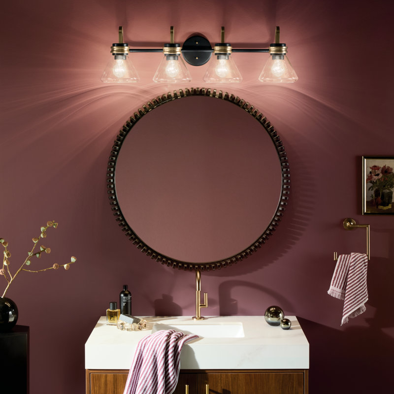 34" 4-Light Vanity Light with Clear Glass, Satin Black