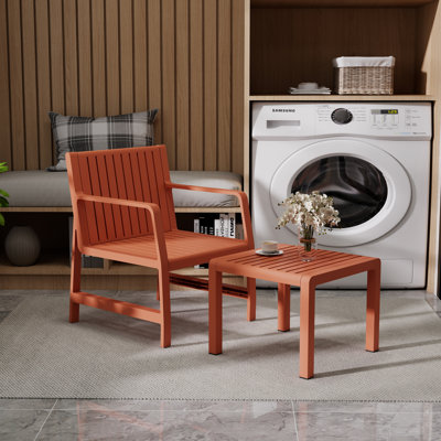 Ensemble 2 pièces de chaise de patio et table basse pour l'intérieur et l'extérieur