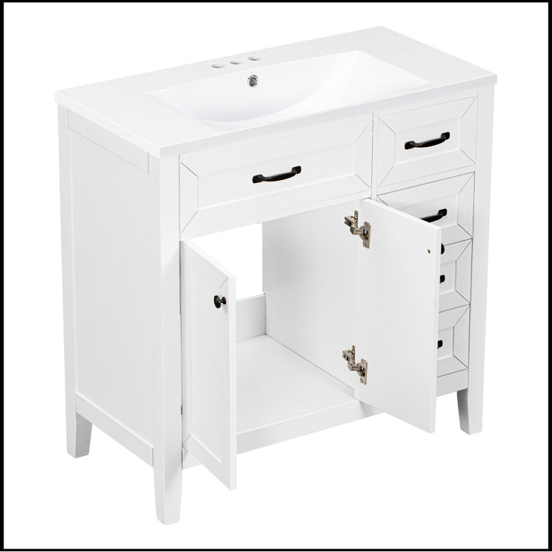 Meuble-lavabo simple avec plateau 35,98 po Savitt, Blanc