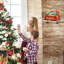 Decor Merry Christmas Décoration pour porte d'entrée réversible suspendue Welcome Farmhouse