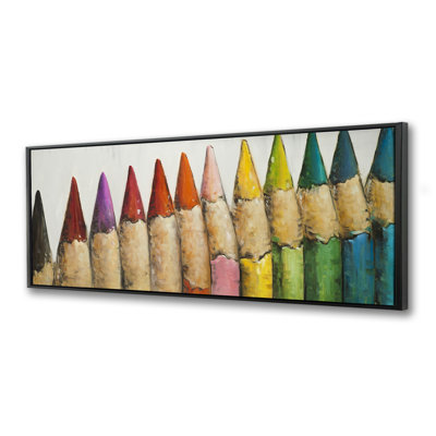 Color Pencils Standing - Red Framed Canvas for Home Decor