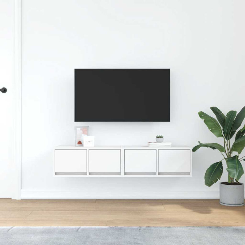 TV Cabinets 2 Pcs 31x25.5 Cm Engineered Wood, 60 cm, White