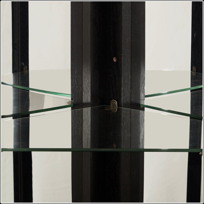 Vitrine de coin lumineuse avec portes en verre trempé, tablettes réglables et ampoule à perles incluse pour exposer des objets de collection
