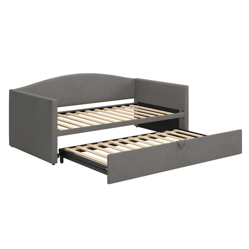 Lit de jour avec couchette escamotable allongée, canapé-lit rembourré, conception simple à très simple, parfaite pour la chambre d'amis, velours
