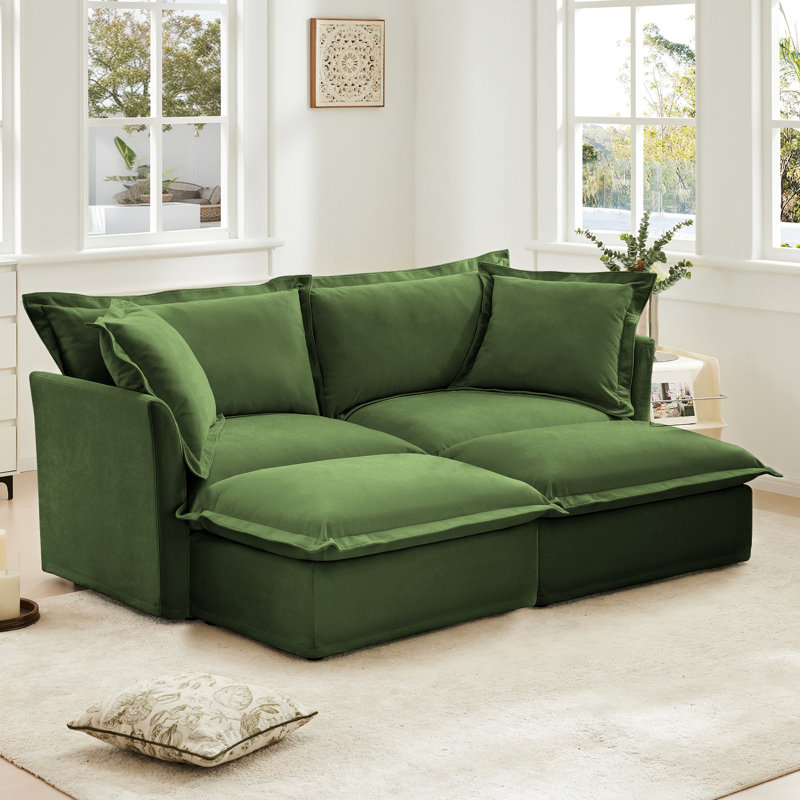 Canapé de cinéma maison 2 places avec repose-pieds en chenille