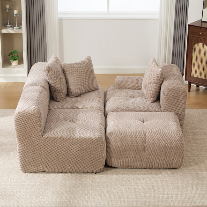 Canapé modulaire à compression 4 pièces, Polyester taupe