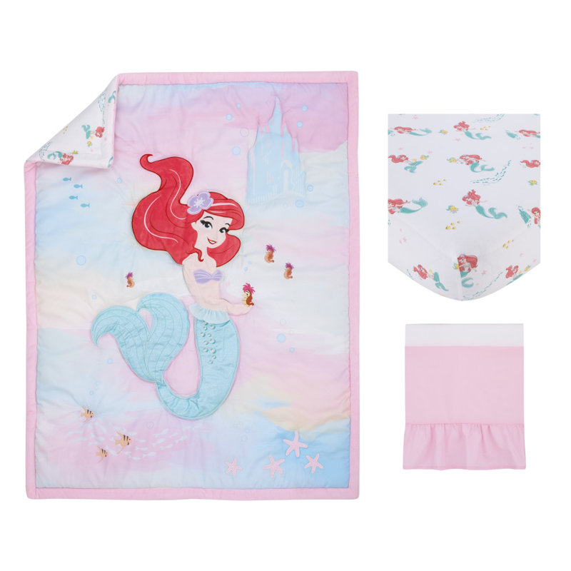 Ensemble de literie pour lit de bébé 3 pièces NoJo Disney Ariel Watercolor Wishes