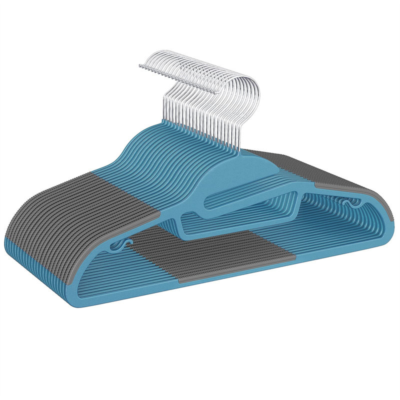 Cintre standard en plastique anti-dérapant Nikhol pour costume / manteau / robe / chandail (lot de 50), Bleu
